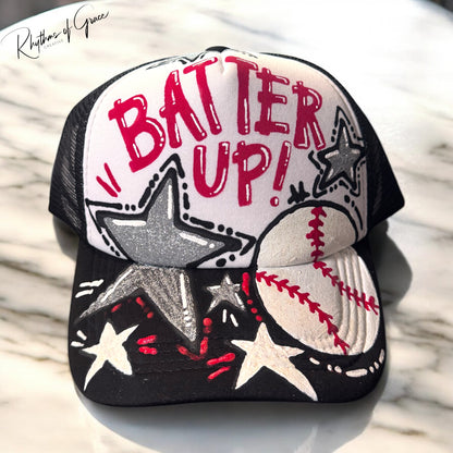 Handpainted Mesh Back Trucker Hat - Score Big with Style! 🎉