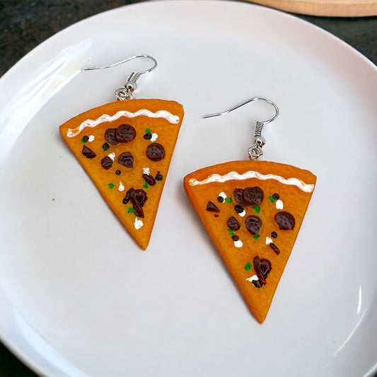 Pepperoni Pizza Slice Dangle Earrings - A Slice of Style! 🍕