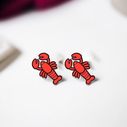 Crawfish/Lobster Stud Earrings – Dive into Style!