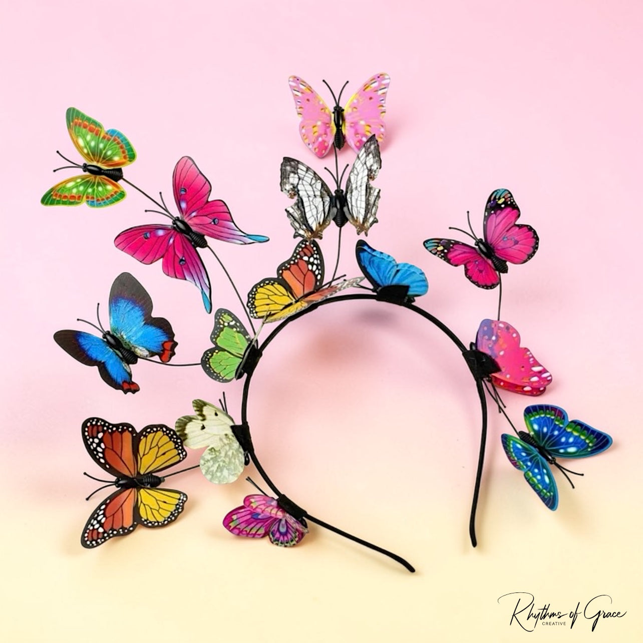 Butterfly Headband for Women – 3D Monarch Butterfly Crown | Festival, Garden Party, Boho Hair Accessory (Multiple Colors)