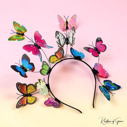 Butterfly Headband for Women – 3D Monarch Butterfly Crown | Festival, Garden Party, Boho Hair Accessory (Multiple Colors)
