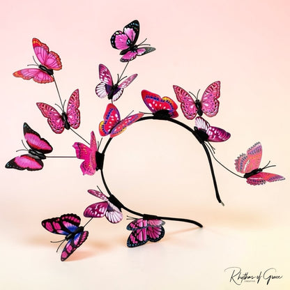 Butterfly Headband for Women – 3D Monarch Butterfly Crown | Festival, Garden Party, Boho Hair Accessory (Multiple Colors)