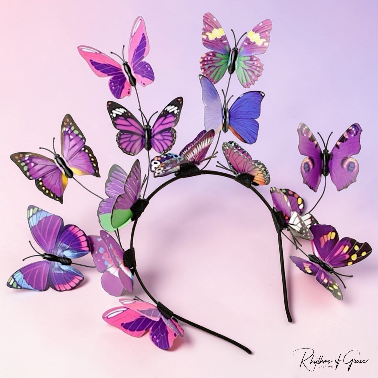 Butterfly Headband for Women – 3D Monarch Butterfly Crown | Festival, Garden Party, Boho Hair Accessory (Multiple Colors)