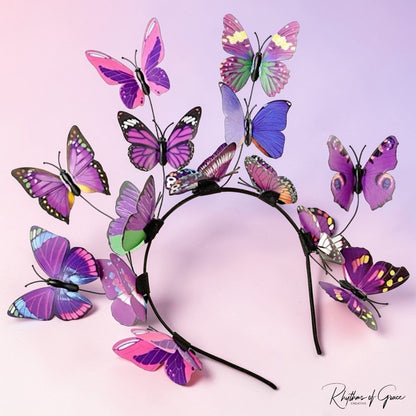 Butterfly Headband for Women – 3D Monarch Butterfly Crown | Festival, Garden Party, Boho Hair Accessory (Multiple Colors)