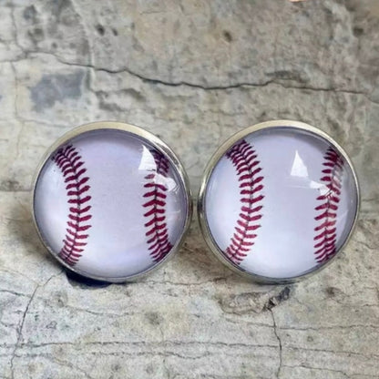 Hit a Style Home Run with Baseball Cabochon Stud Earrings! ⚾️