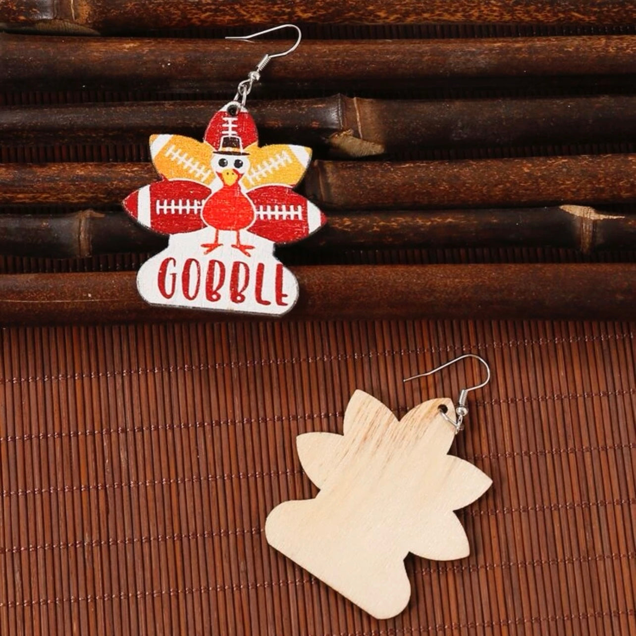 Gobble Earrings - Thanksgiving Earrings, Thanksgiving Accessories, Turkey Trot, Football Earrings - Rhythms of Grace Creative