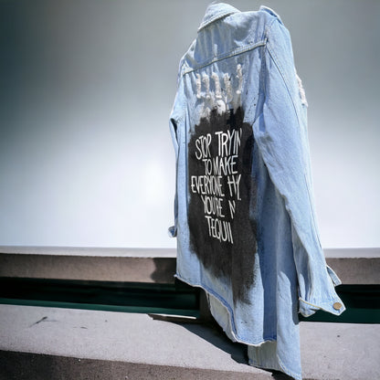 Tequila Vibes Only: Hand-Painted Jean Jacket for the Bold and Fabulous!