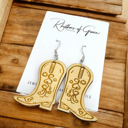 Wild West Chic: Handcrafted Wooden Dangle Earrings - Choose Your Style!
