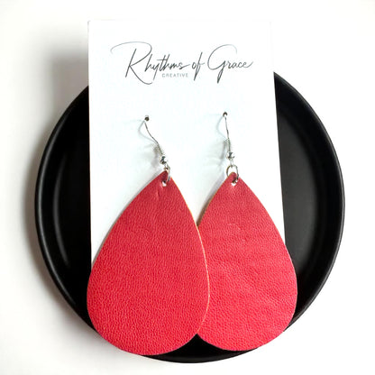 Teardrop Bliss: Colorful Faux Leather Dangle Earrings for Every Occasion