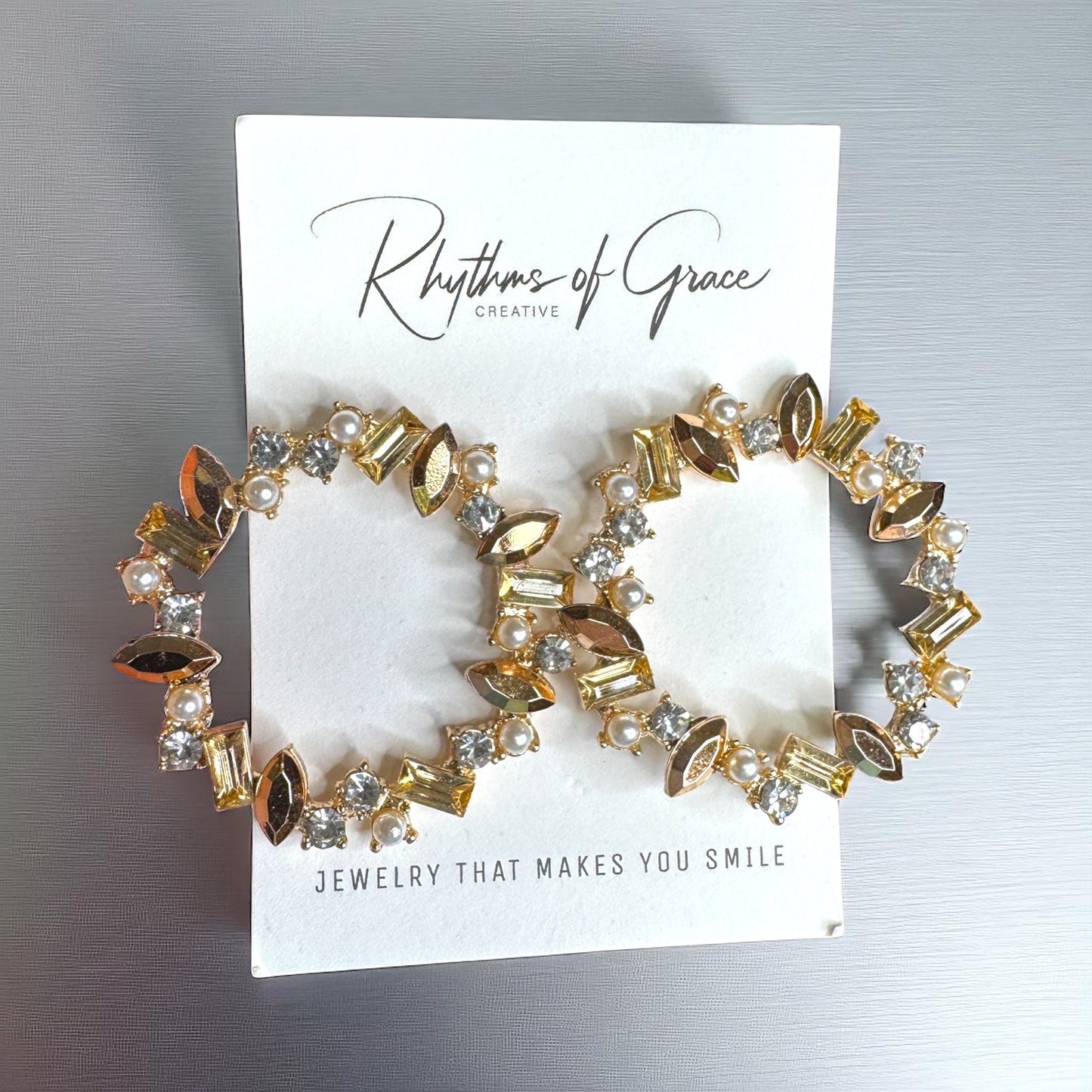 Stunning Champagne Colored Rhinestone Earrings