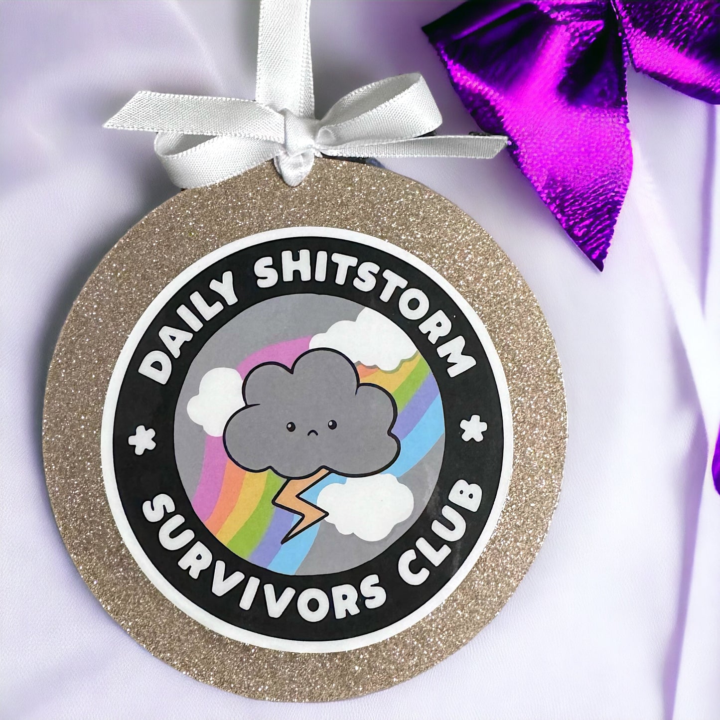 Join the Fun: Daily Shitstorm Survivors Club 2024 Christmas Ornament!