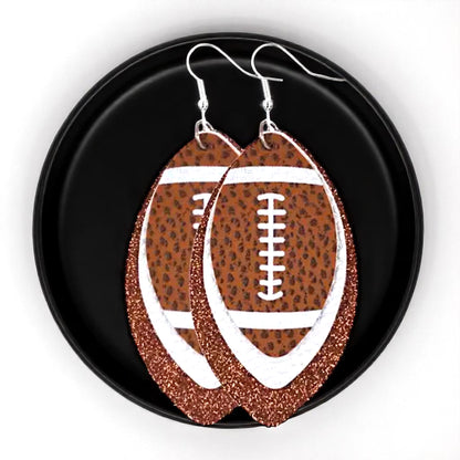 Game Day Glam: Brown and White Football Earrings for the Ultimate Fan!