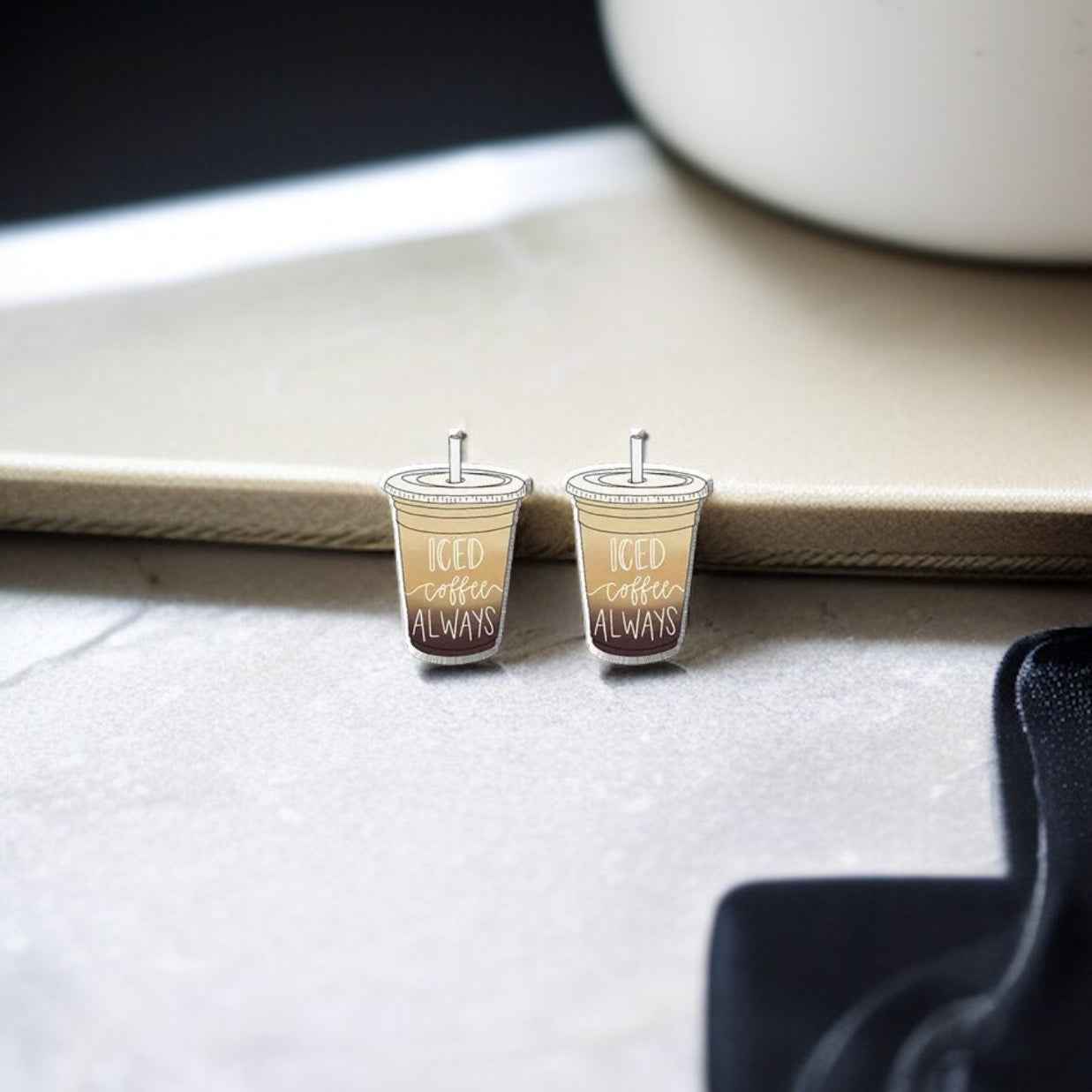 Iced Coffee Studs – Brew-tiful Style for Your Ears! ☕