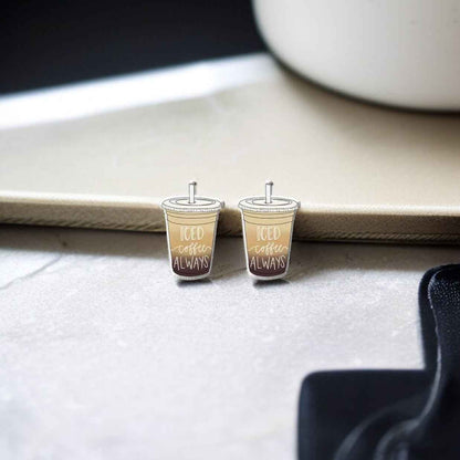 Iced Coffee Studs – Brew-tiful Style for Your Ears! ☕