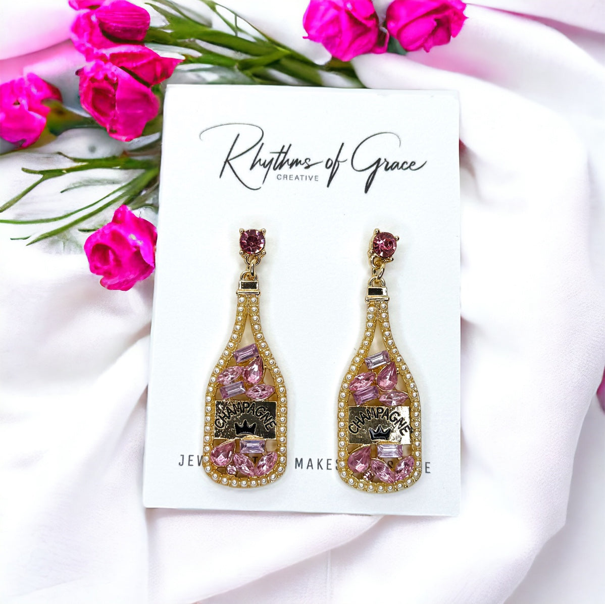 Pop the Bubbly with Champagne Earrings – Sparkle & Shine!