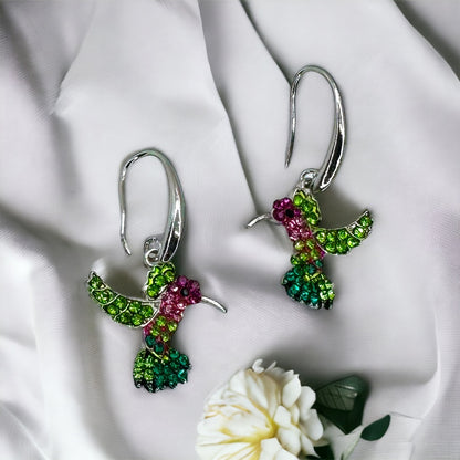 Sparkling Hummingbird Earrings - Nature's Artistry in Your Ears! 