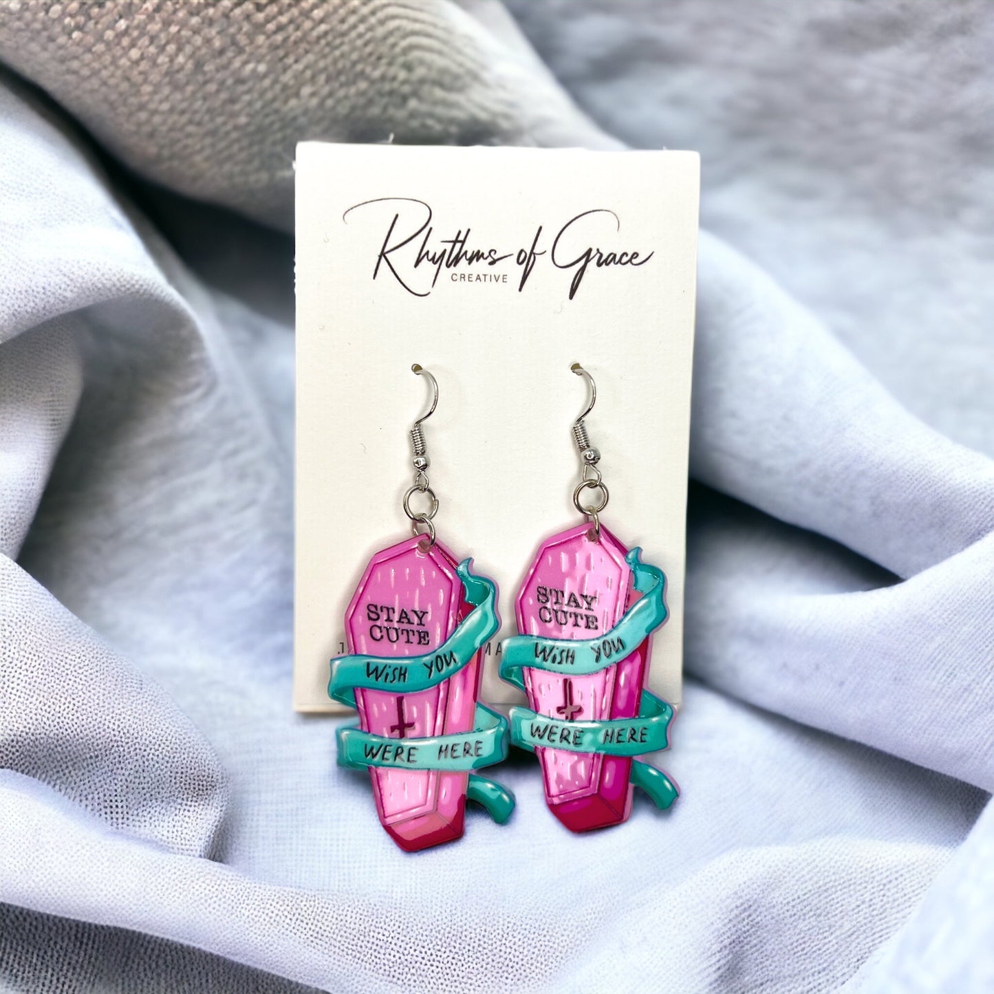 Tombstone Earrings - Halloween Earrings, Coffin Earrings, Halloween Accessories, Halloween Earrings, Undertaker Earrings, Halloween Accessories - Rhythms of Grace Creative