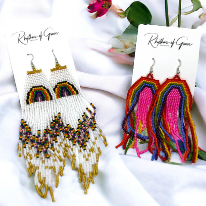 Beaded Rainbow Earrings - Celebrate Your Pride! 🎉