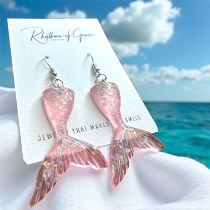 Mermaid Tail Magic – Glittery Earrings in 3 Splashy Colors! ✨