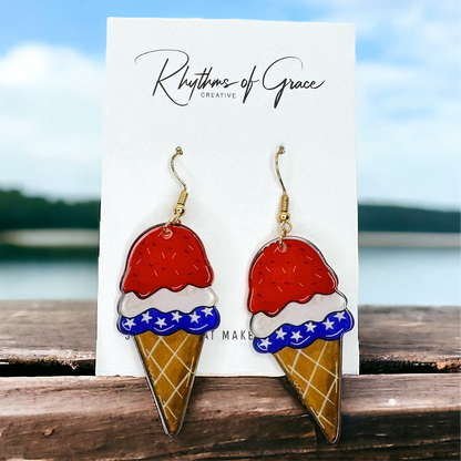 Patriotic Ice Cream Earrings - Sweet Style for Every Celebration! 🍦