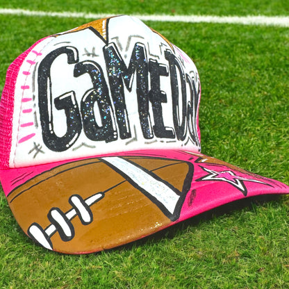 Handpainted Mesh Back Trucker Hat - Score Big with Style! 🎉