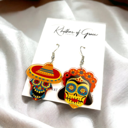 Fiesta Earrings - Dia de los Muertos, Halloween Earrings, Taco Tuesday, Tequila Earrings, Halloween Earrings, Piñata Earrings, Day of the Dead, Avocado Earrings, Cinco de Mayo - Rhythms of Grace Creative