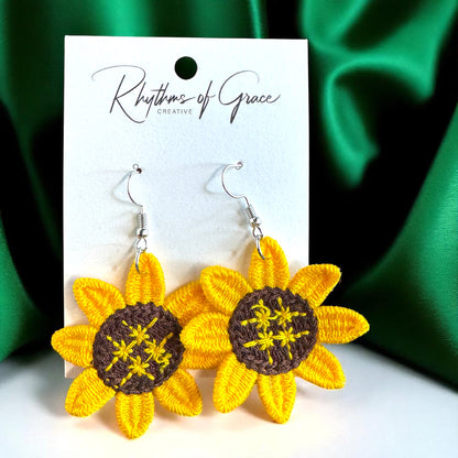 Bloom in Boho Style: Colorful Knit Sunflower Earrings! 🌻