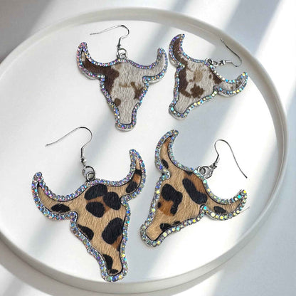 Giddy Up Glam: Rhinestone Longhorn Dangle Earrings