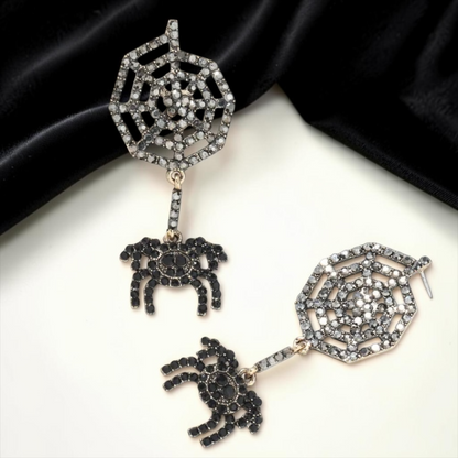 Enchanting Rhinestone Spider Earrings - Spooktacular Style for Every Occasion!