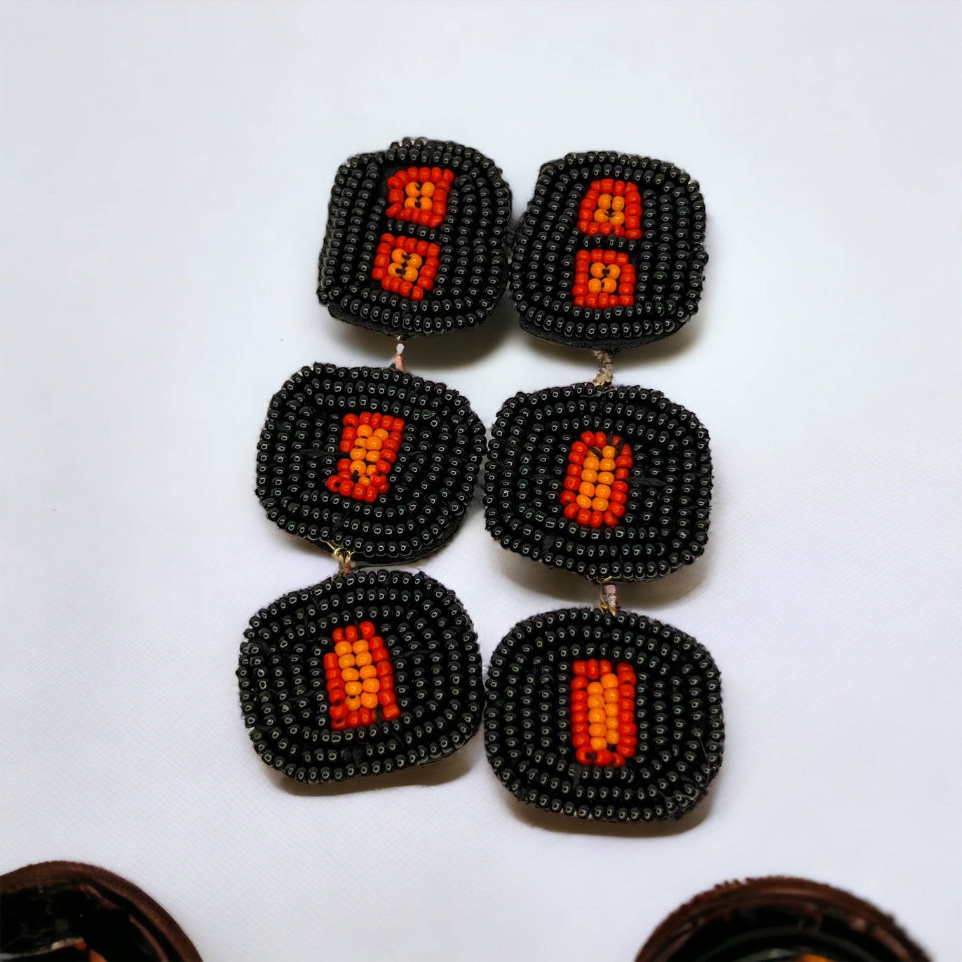 Beaded BOO Earrings - Halloween Jewelry, Halloween Studs, Halloween Accessories, Trick or Treat, Beaded Earrings, Beaded Halloween - Rhythms of Grace Creative