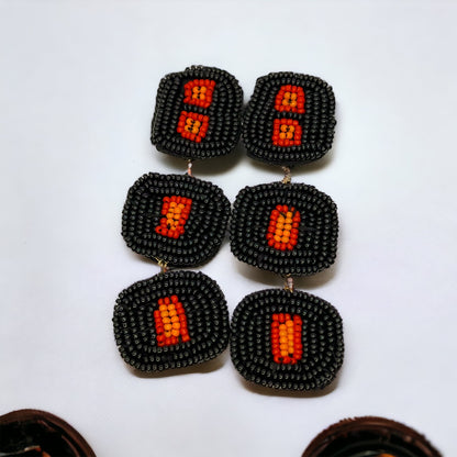 Beaded BOO Earrings - Halloween Jewelry, Halloween Studs, Halloween Accessories, Trick or Treat, Beaded Earrings, Beaded Halloween - Rhythms of Grace Creative