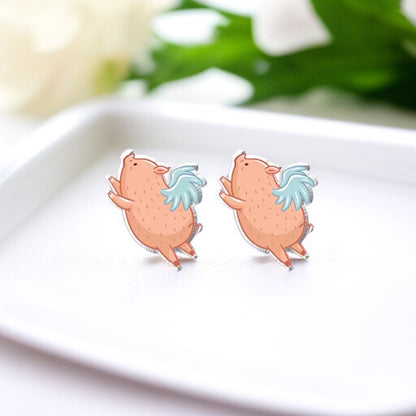 Soar with Style: Adorable Flying Pig Stud Earrings!