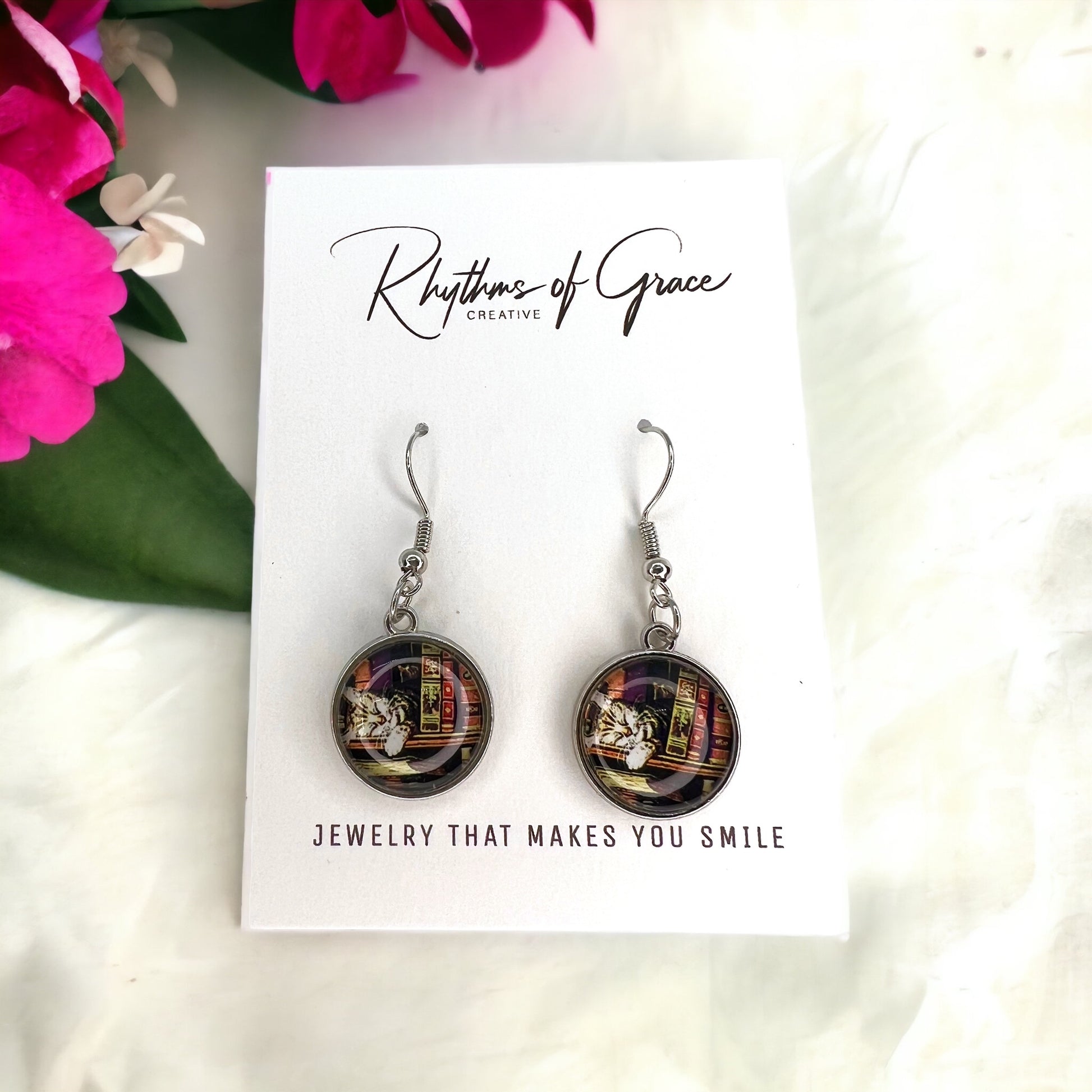 Purr-fectly Bookish: Cat Earrings for Every Book Lover! 📚🐾 - Rhythms of Grace Creative