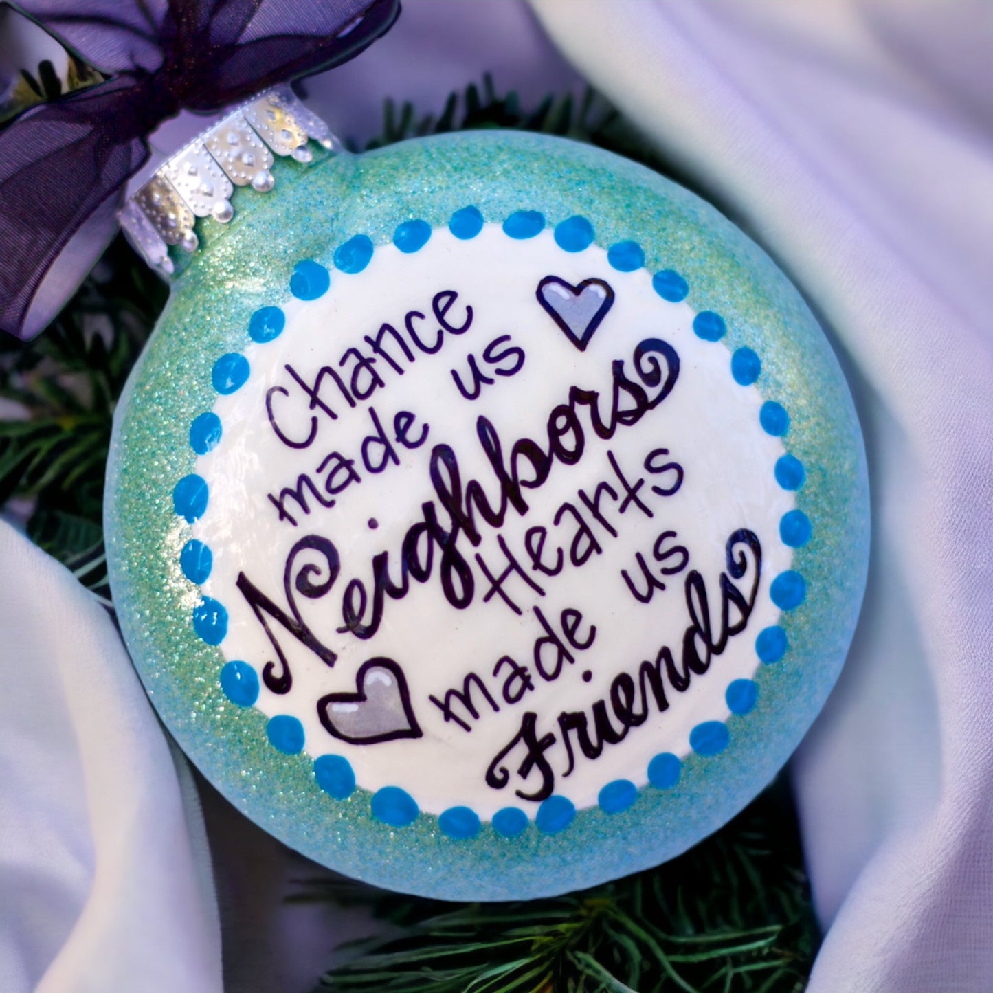 Neighbor Ornament - Handmade Friendship Christmas Holiday Decor - Neighborhood Gift - Personalized Acrylic Ornament - Rhythms of Grace Creative