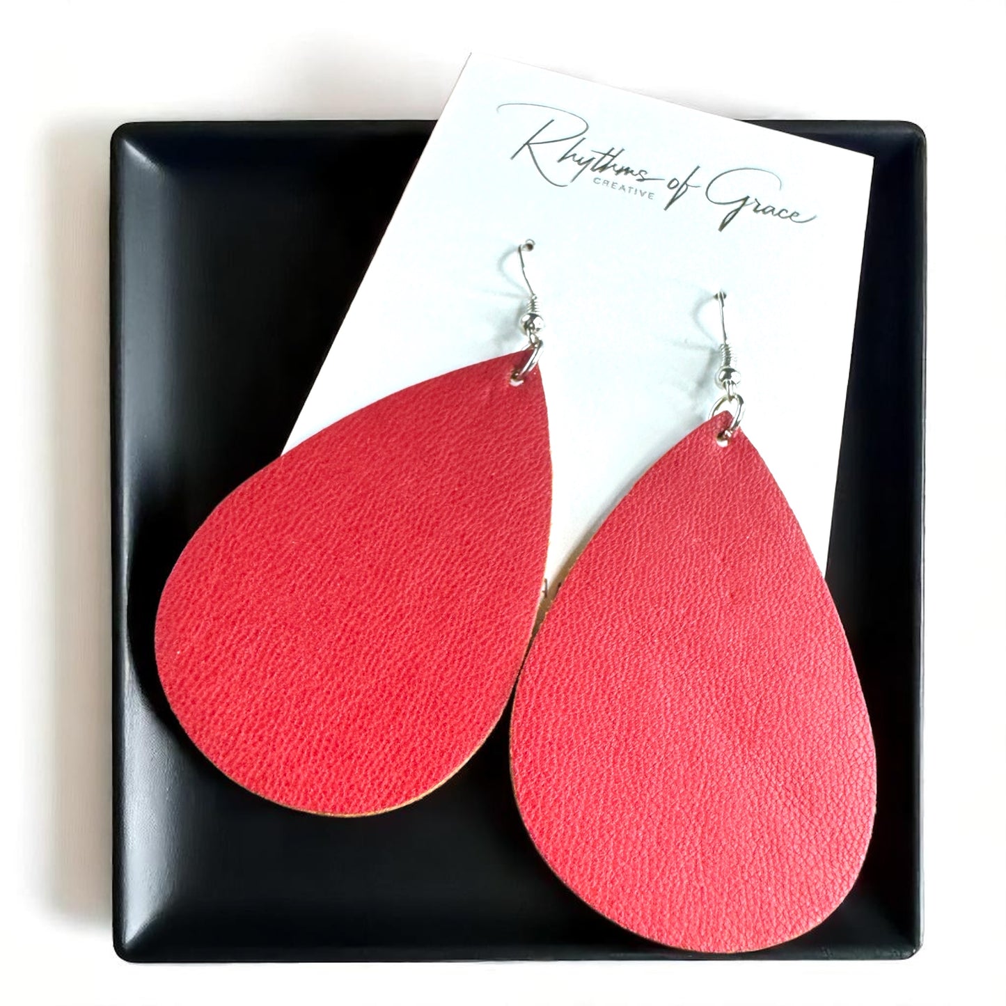Teardrop Bliss: Colorful Faux Leather Dangle Earrings for Every Occasion