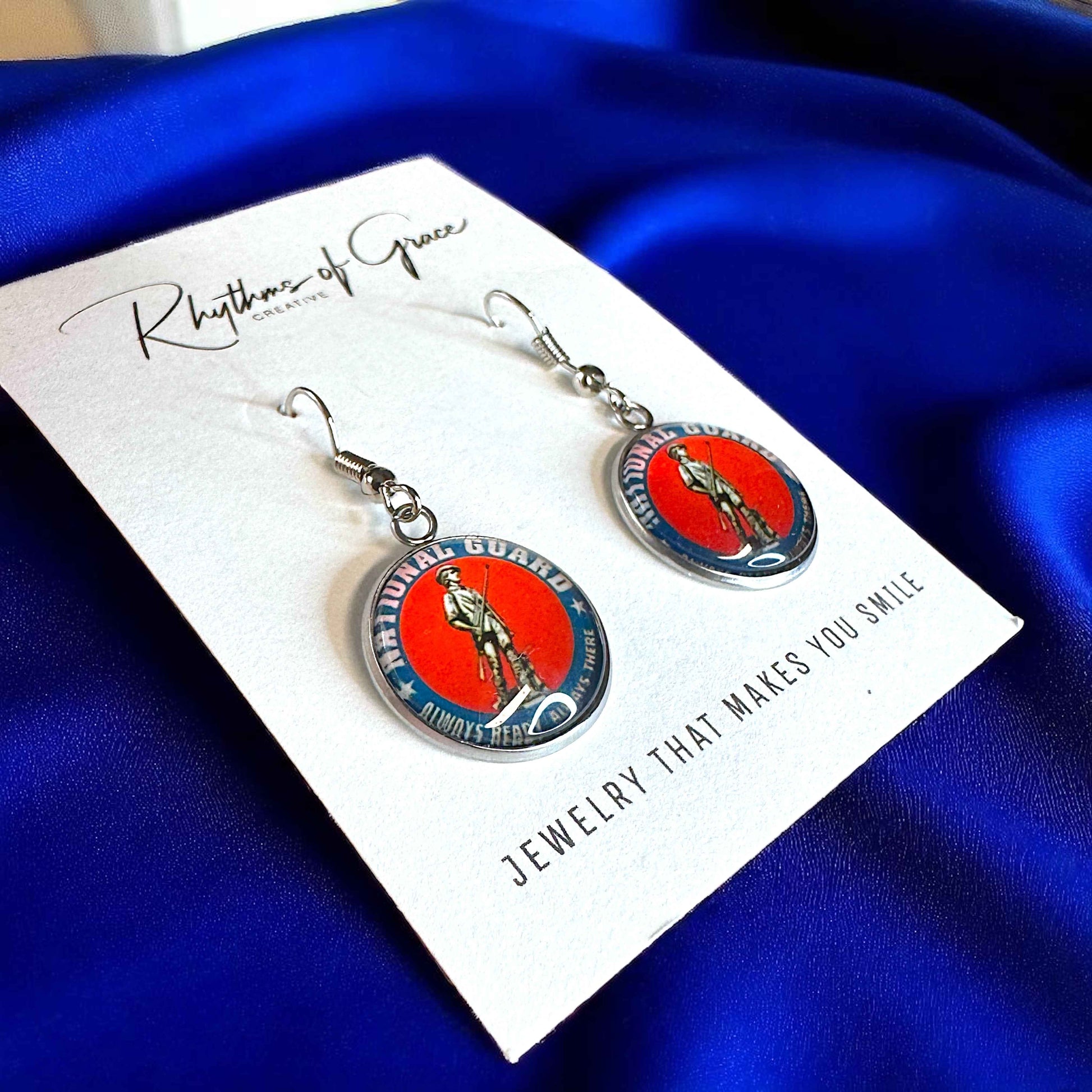 Military Mom Marvels: National Guard/Coast Guard Cabochon Dangle Earrings!