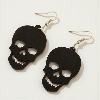 Spooky Chic: Black Skull Dangle Earrings for the Bold at Heart!