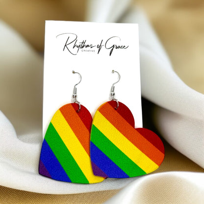 Rainbow Heart Dangle Earrings – Wear Your Pride! 🏳️‍🌈