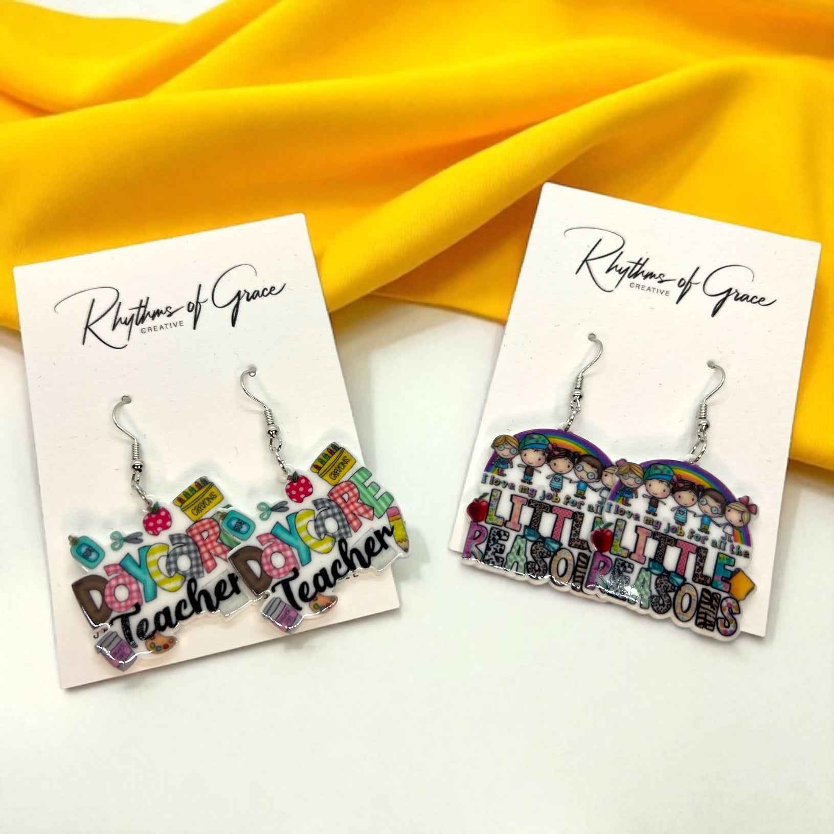 ABC’s & Sunshine: Colorful Daycare Teacher Earrings for Preschool Vibes