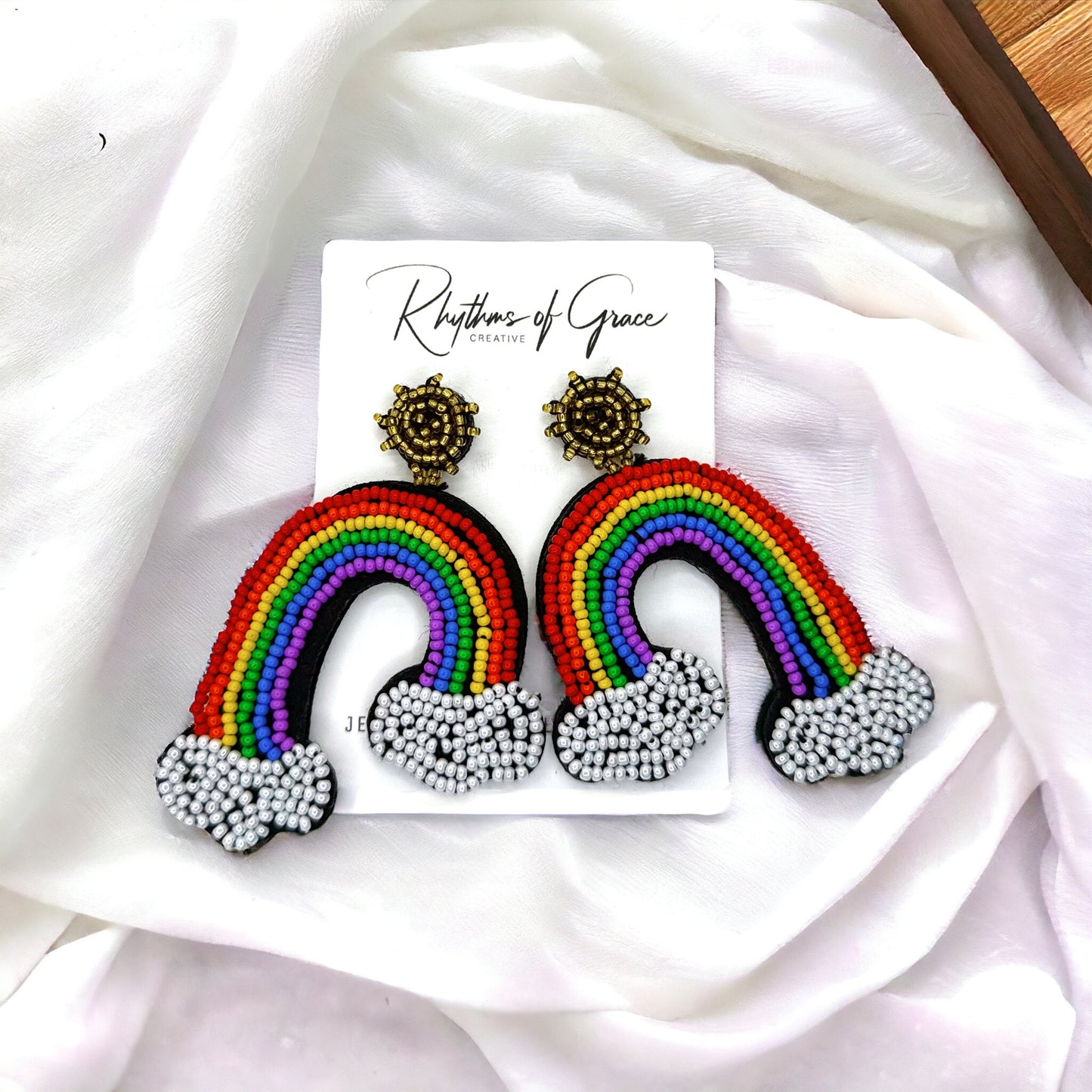 Rainbow Vibes Only – Hand-Beaded Rainbow Earrings for Joyful Style! 🌈