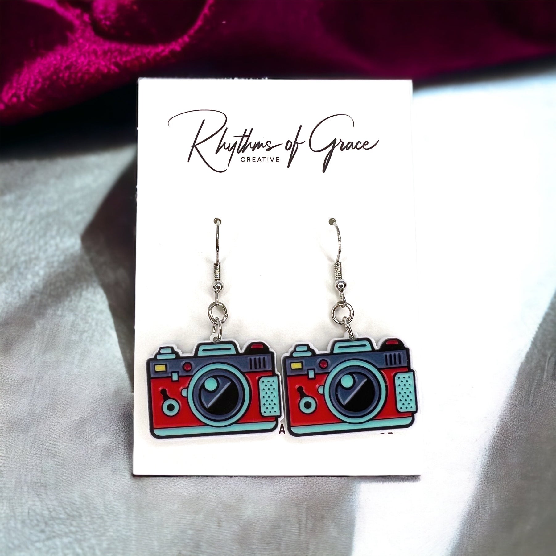 Say Cheese in Style – Cartoon Camera Dangle Earrings! 📸 - Rhythms of Grace Creative