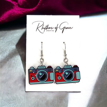 Say Cheese in Style – Cartoon Camera Dangle Earrings! 📸 - Rhythms of Grace Creative