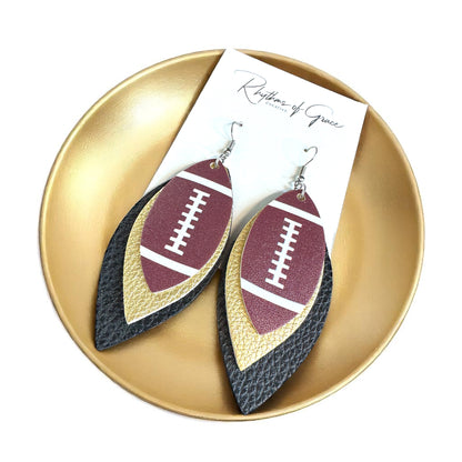 Touchdown in Style: Black and Gold Football Earrings for the Fashion-Forward Fan!