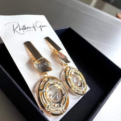 Shine On! Gold & Glass Dangle Earrings - Stunning Statement Jewelry