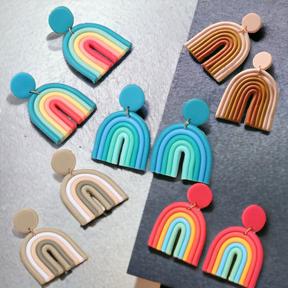 Colorful Rainbow Delight Earrings - Polymer Clay Accessories!