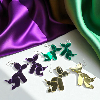 Paw-sitively Fun Mardi Gras Balloon Dog Earrings – Pooping Playfulness in Every Color! - Rhythms of Grace Creative