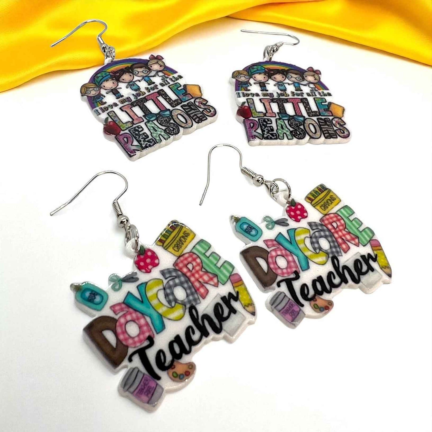 ABC’s & Sunshine: Colorful Daycare Teacher Earrings for Preschool Vibes
