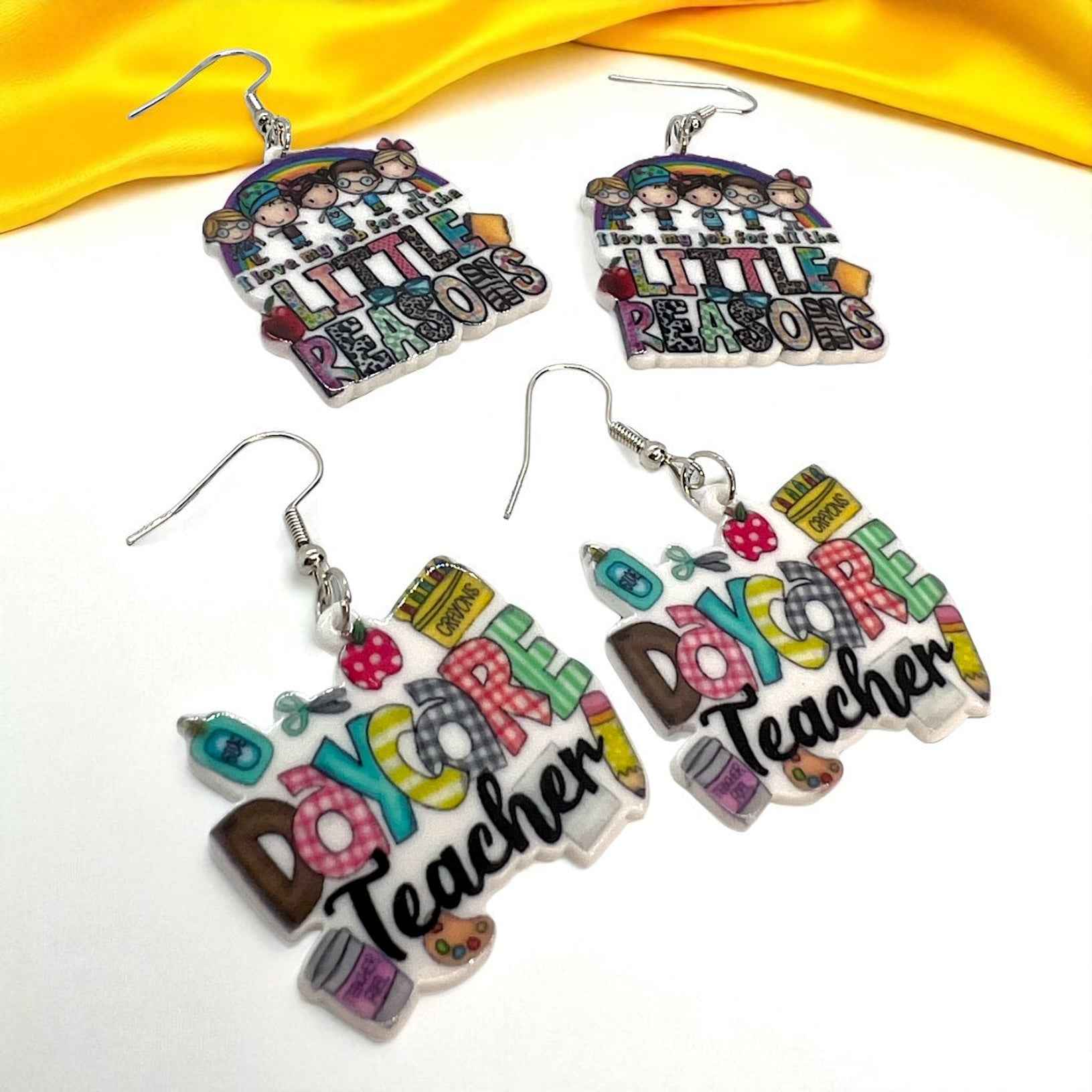 ABC’s & Sunshine: Colorful Daycare Teacher Earrings for Preschool Vibes