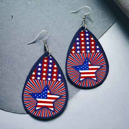 Patriotic Red, White, and Blue Teardrop Dangle Earrings – 4 Unique Styles