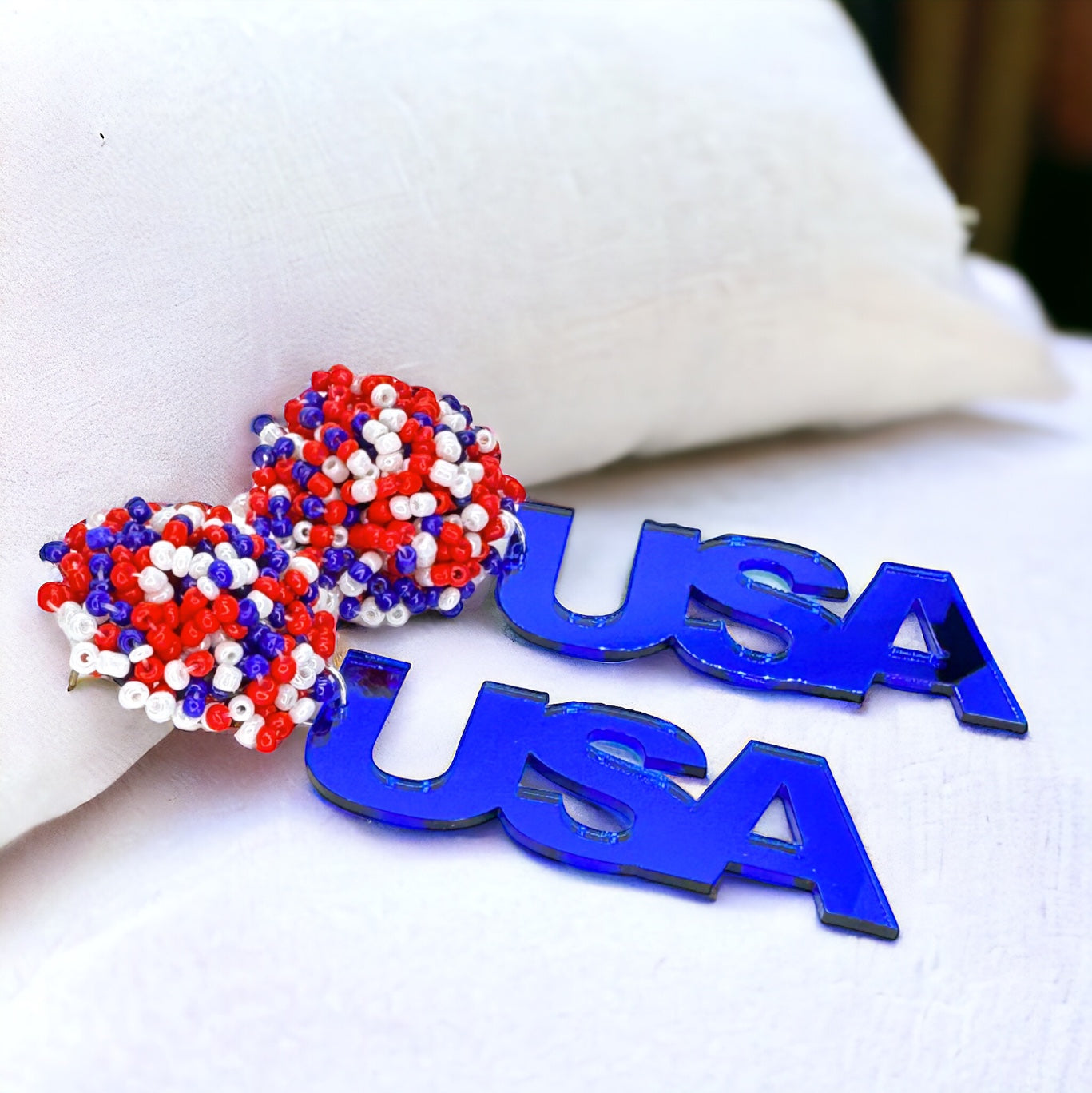 Patriotic Red White and Blue Dangle Earrings - Perfect for Fourth of July!
